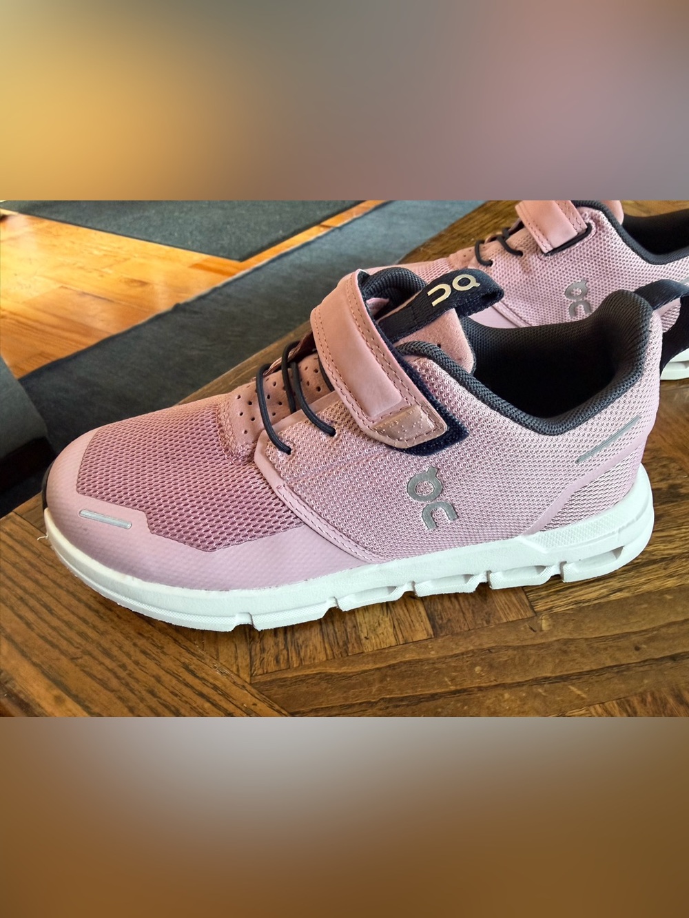 On Running Kids Sneakers in Light Pink and Black Trim